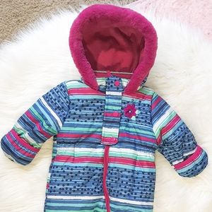Wippette Winter Snow Suit Plum and Stripes Design